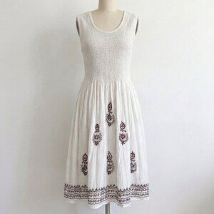 Boho Bohemian Hippie Embroidered Mini Smocked Dress Fairy Festival